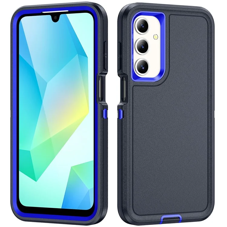 For Samsung Galaxy A16 4G / 5G Case PC+Silicone+EVA 3-in-1 Shockproof Phone Cover - Black+Black-Cellmalls