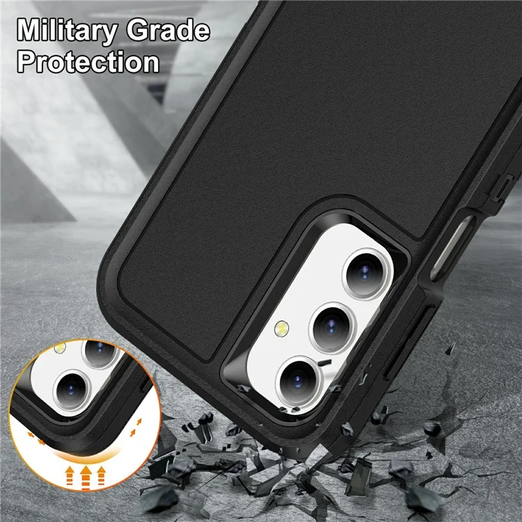 For Samsung Galaxy A16 4G / 5G Case PC+Silicone+EVA 3-in-1 Shockproof Phone Cover - Black+Black-Cellmalls