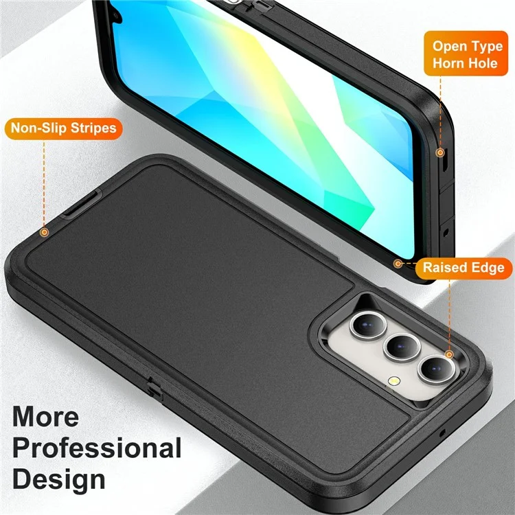 For Samsung Galaxy A16 4G / 5G Case PC+Silicone+EVA 3-in-1 Shockproof Phone Cover - Black+Black-Cellmalls