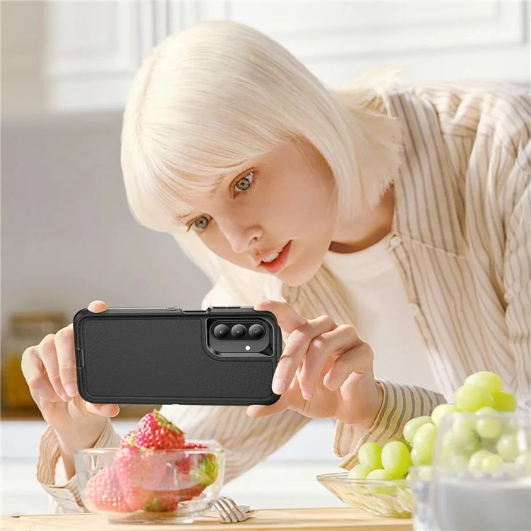 For Samsung Galaxy A26 5G Case PC + Silicone + EVA 3 in 1 Shockproof Phone Cover - Black + Black-Cellmalls