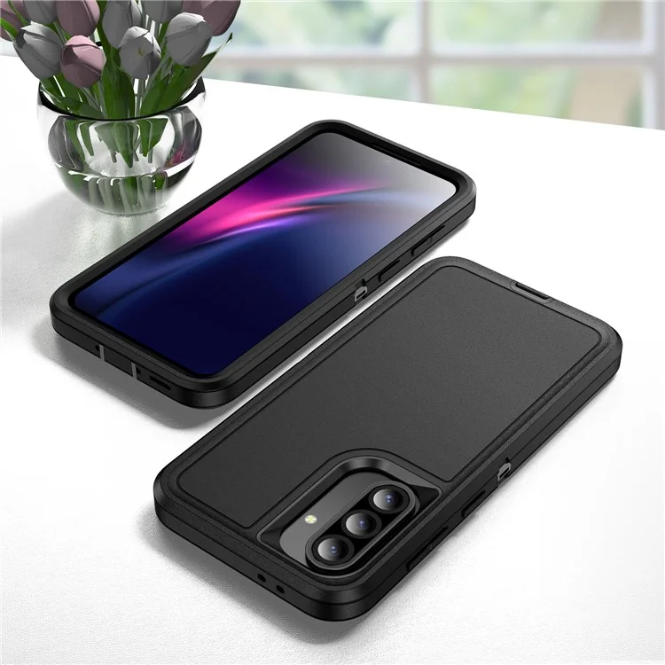 For Samsung Galaxy A36 5G Case PC + Silicone + EVA 3 in 1 Shockproof Phone Cover - Black + Black-Cellmalls