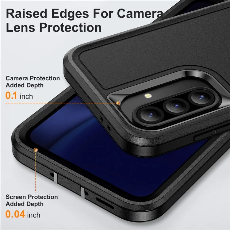 For Samsung Galaxy A36 5G Case PC + Silicone + EVA 3 in 1 Shockproof Phone Cover - Black + Black-Cellmalls