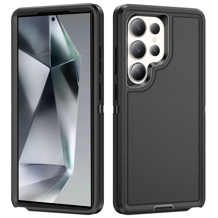 For Samsung Galaxy S25 Ultra Case PC+Silicone+EVA 3-in-1 Shockproof Phone Cover - Black+Black-Cellmalls