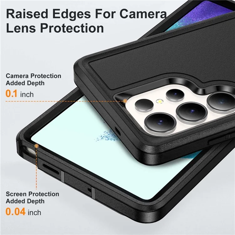 For Samsung Galaxy S25 Ultra Case PC+Silicone+EVA 3-in-1 Shockproof Phone Cover - Black+Black-Cellmalls