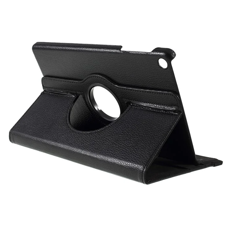 For Samsung Galaxy TAB A 10.1 (2019) SM-T510 / SM-T515 Litchi Texture Leather Tablet Cover with 360-Degree Rotation Multi-Angle Supporting - Black-Cellmalls
