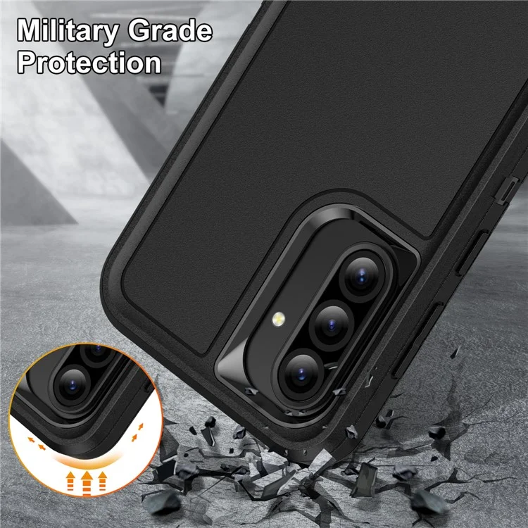 For Samsung Galaxy A56 5G Case PC + Silicone + EVA 3 in 1 Shockproof Phone Cover - Black + Black-Cellmalls
