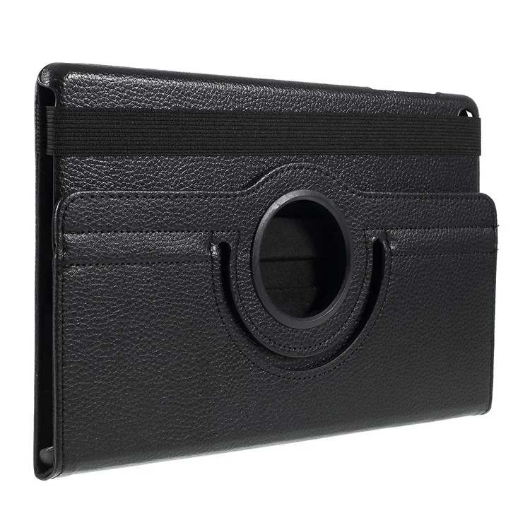 For Samsung Galaxy TAB A 10.1 (2019) SM-T510 / SM-T515 Litchi Texture Leather Tablet Cover with 360-Degree Rotation Multi-Angle Supporting - Black-Cellmalls
