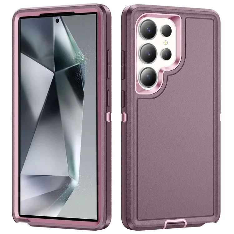 For Samsung Galaxy S25 Ultra Case PC+Silicone+EVA 3-in-1 Shockproof Phone Cover - Black+Black-Cellmalls