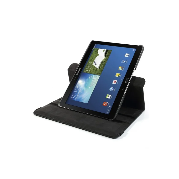 360 Rotary Litchi Grain Leather Cover w /  Stand for Samsung Galaxy Note 10.1 (2014 Edition) SM-P600 - Black-Cellmalls