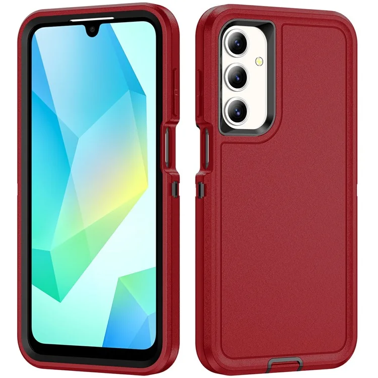 For Samsung Galaxy A16 4G / 5G Case PC+Silicone+EVA 3-in-1 Shockproof Phone Cover - Black+Black-Cellmalls