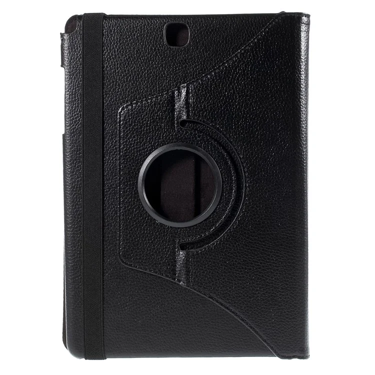 For Samsung Galaxy Tab A 9.7 T550 T555 Lychee Litchi Leather Cover with Rotary Stand - Black-Cellmalls