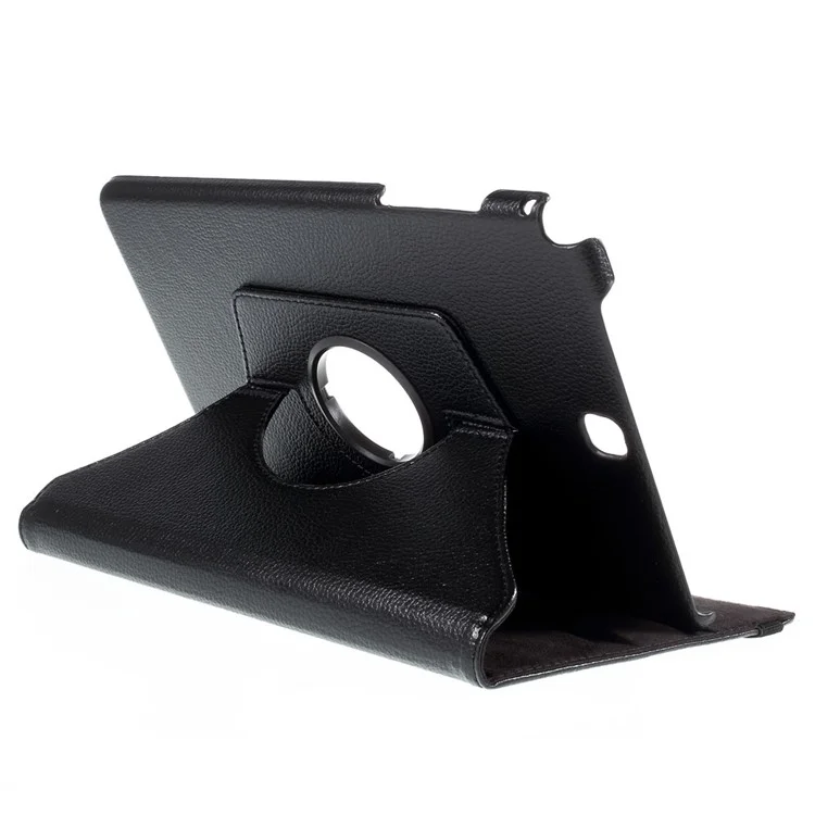 For Samsung Galaxy Tab A 9.7 T550 T555 Lychee Litchi Leather Cover with Rotary Stand - Black-Cellmalls