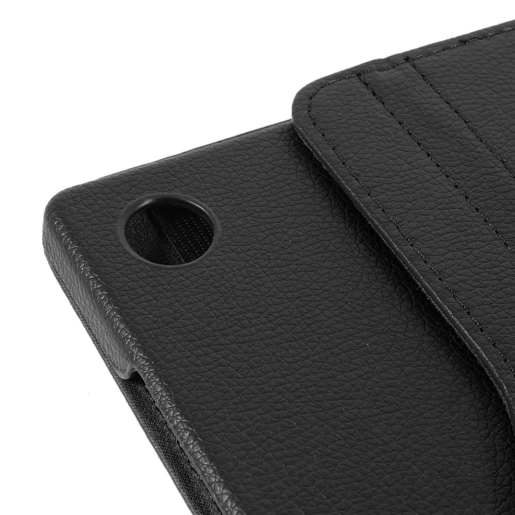 For Samsung Galaxy Tab A8 10.5 (2021) Litchi Texture PU Leather 360 Degree Swivel Stand Protective Tablet Case with Elastic Band - Black-Cellmalls
