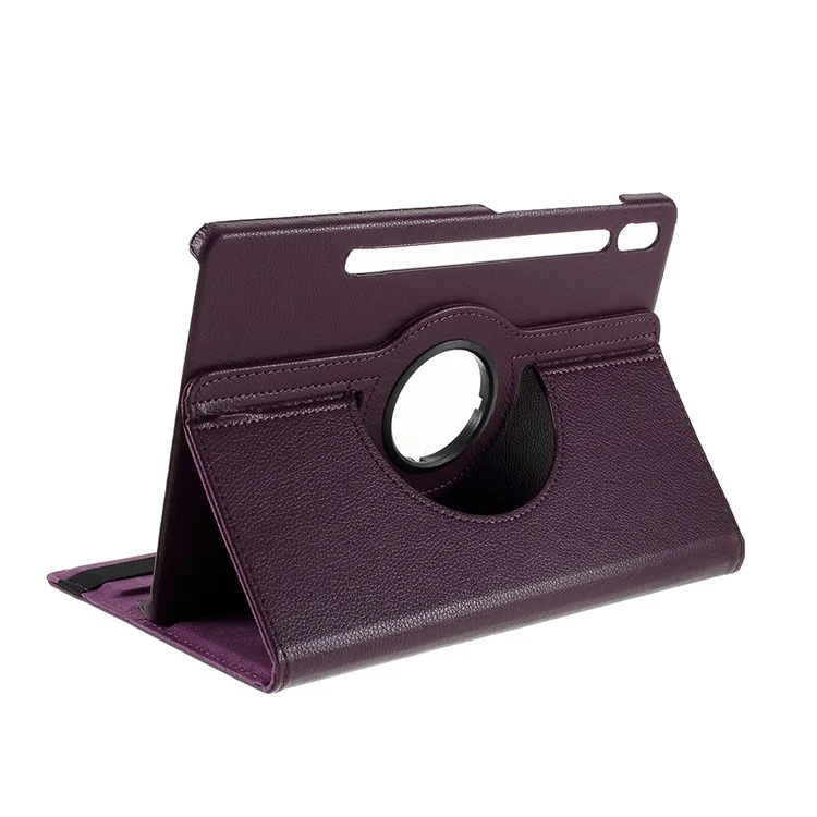 Litchi Texture Leather Case with Rotating Stand Cover for Samsung Galaxy Tab S10 FE / S10 / S9 FE / S9 / S8 / S7 SM-T870 T875 - Purple-Cellmalls