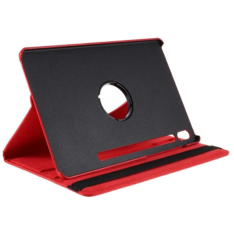 For Samsung Galaxy Tab S10 FE+ Case Rotating Stand PU Leather + PC Tablet Cover with Elastic Band - Red-Cellmalls