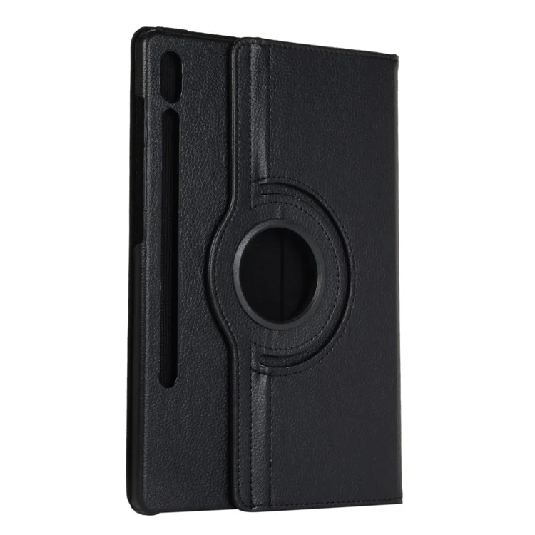 For Samsung Galaxy Tab S10 Ultra / S9 Ultra / S8 Ultra PU Leather Tablet Case 360-Degree Rotating Stand Protective Cover - Black-Cellmalls