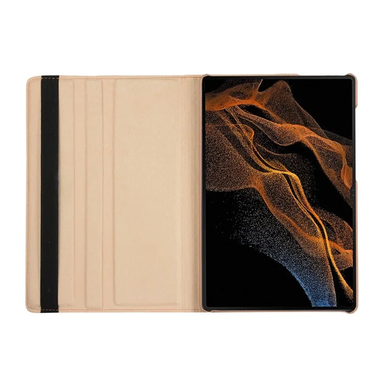 For Samsung Galaxy Tab S10 Ultra / S9 Ultra / S8 Ultra PU Leather Tablet Case 360-Degree Rotating Stand Protective Cover - Black-Cellmalls