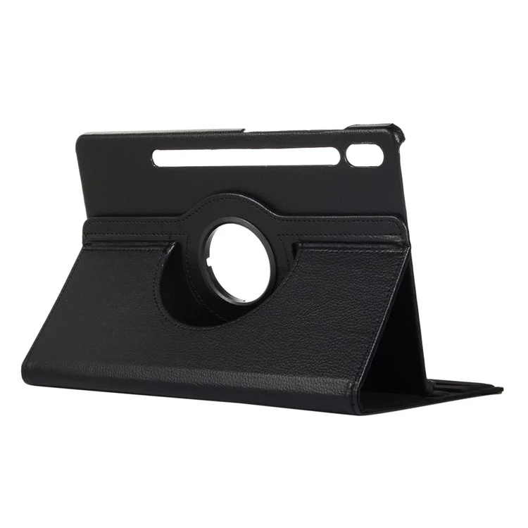 For Samsung Galaxy Tab S10 Ultra / S9 Ultra / S8 Ultra PU Leather Tablet Case 360-Degree Rotating Stand Protective Cover - Black-Cellmalls