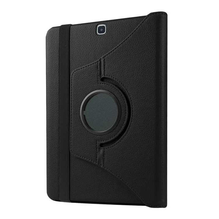 For Samsung Galaxy Tab S2 9.7 Lychee Litchi Grain Leather Rotary Stand Cover - Black-Cellmalls