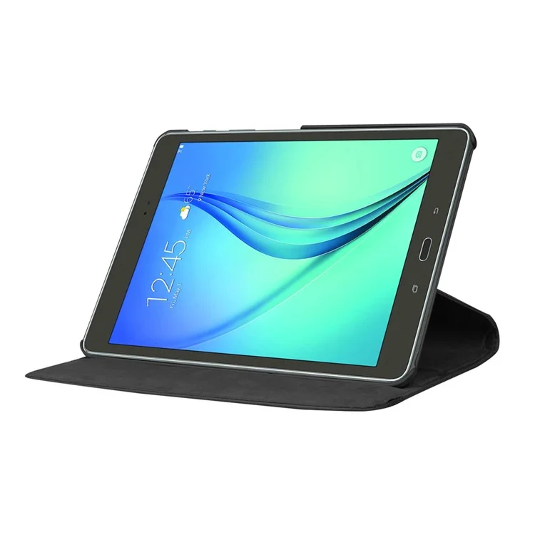 For Samsung Galaxy Tab S2 9.7 Lychee Litchi Grain Leather Rotary Stand Cover - Black-Cellmalls