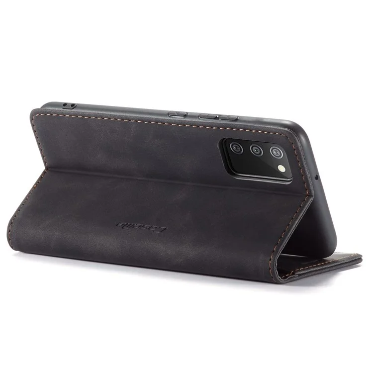 CASEME 013 Series for Samsung Galaxy A02s (166.5x75.9x9.2mm) PU Leather Wallet Case Hidden Magnetic Absorption Stand Feature Flip Cover - Black-Cellmalls