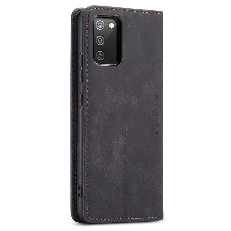 CASEME 013 Series for Samsung Galaxy A02s (166.5x75.9x9.2mm) PU Leather Wallet Case Hidden Magnetic Absorption Stand Feature Flip Cover - Black-Cellmalls