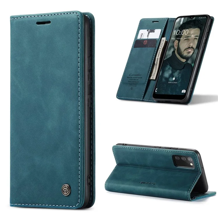 CASEME 013 Series for Samsung Galaxy A02s (166.5x75.9x9.2mm) PU Leather Wallet Case Hidden Magnetic Absorption Stand Feature Flip Cover - Black-Cellmalls