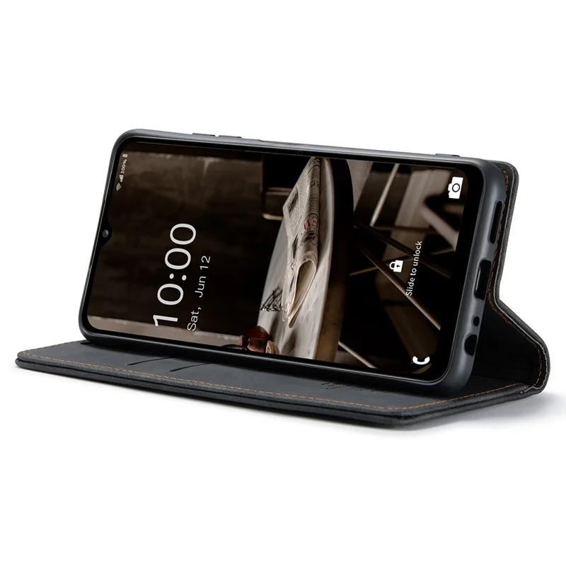 CASEME 013 Series Wallet Design Anti-Drop Magnetic Auto-absorbed PU Leather Flip Folio Phone Case with Stand for Samsung Galaxy A13 5G / A04s 4G (164.7 x 76.7 x 9.1 mm) - Black-Cellmalls