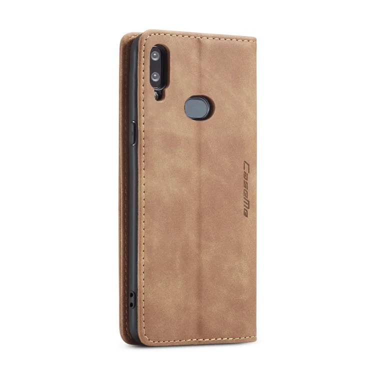 CASEME 013 Series Auto-absorbed Leather Wallet Case with Stand Phone Cover for Samsung Galaxy A10s - Brown-Cellmalls