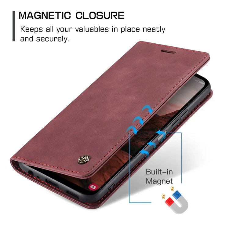 CASEME 013 Series For Samsung Galaxy A05s 4G Case Business Style View Flip Leather Phone Cover - Red-Cellmalls