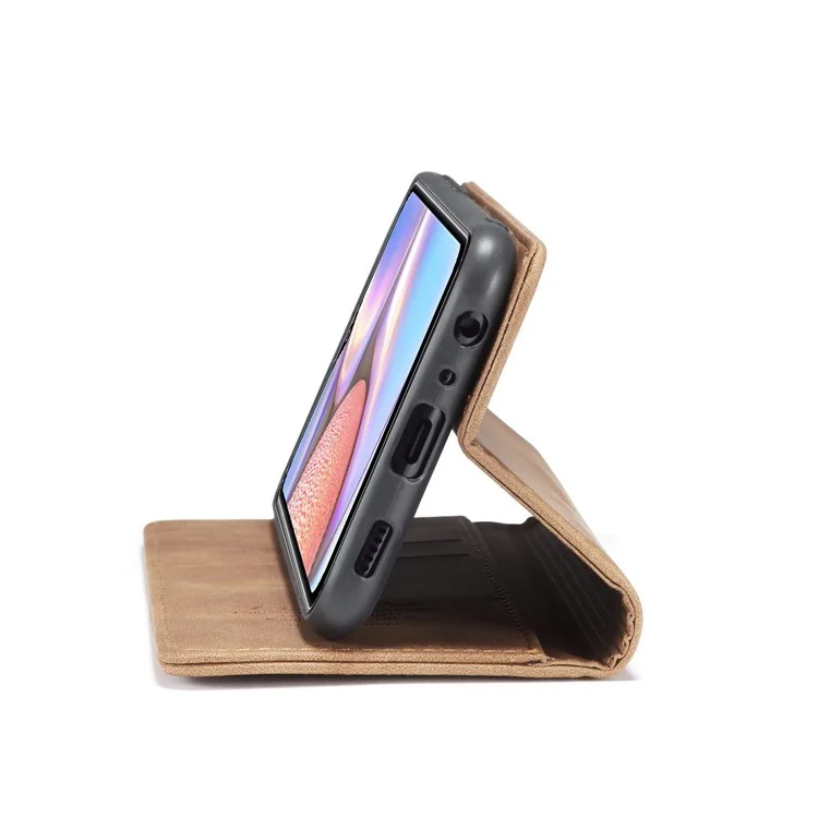 CASEME 013 Series Auto-absorbed Leather Wallet Case with Stand Phone Cover for Samsung Galaxy A10s - Brown-Cellmalls