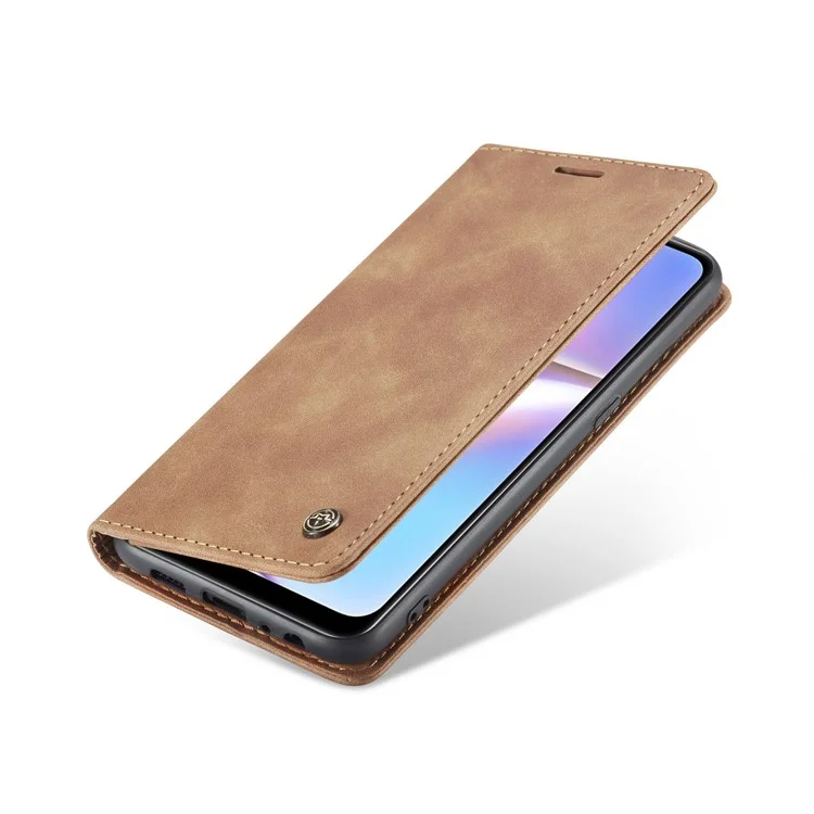 CASEME 013 Series Auto-absorbed Leather Wallet Case with Stand Phone Cover for Samsung Galaxy A10s - Brown-Cellmalls