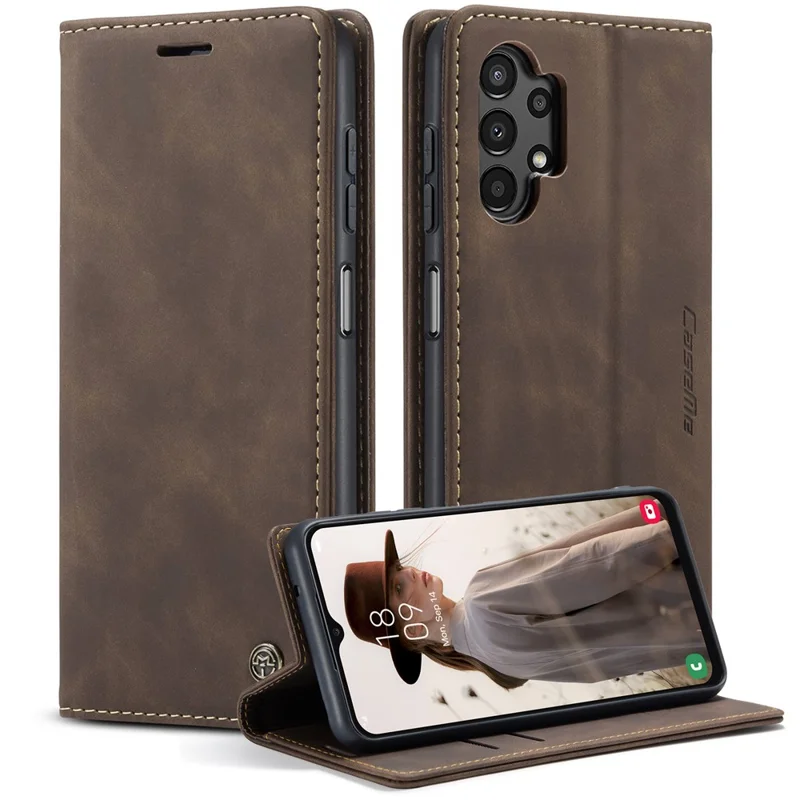 CASEME 013 Series Wallet Design Anti-Drop Magnetic Auto-absorbed PU Leather Flip Folio Phone Case with Stand for Samsung Galaxy A13 5G / A04s 4G (164.7 x 76.7 x 9.1 mm) - Black-Cellmalls