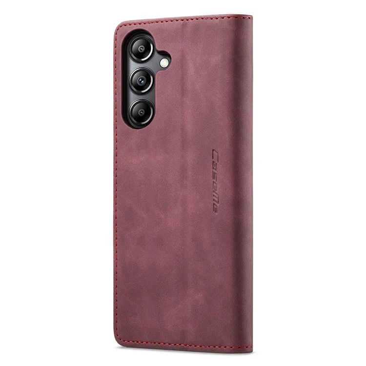 CASEME 013 Series For Samsung Galaxy A05s 4G Case Business Style View Flip Leather Phone Cover - Red-Cellmalls