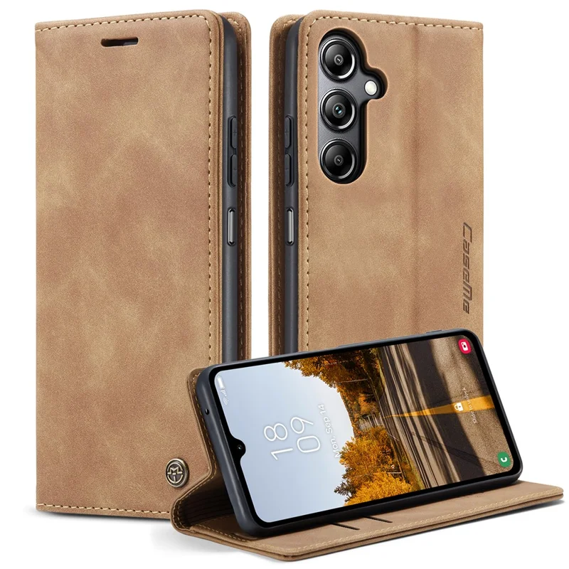 CASEME 013 Series For Samsung Galaxy A05s 4G Case Business Style View Flip Leather Phone Cover - Red-Cellmalls