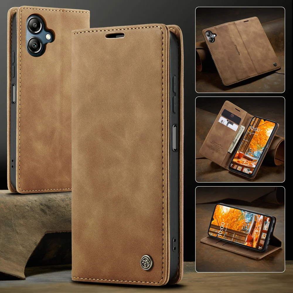 For Samsung Galaxy A06 4G Case CASEME 013 Series Card Holder Stand Leather Phone Cover - Coffee-Cellmalls