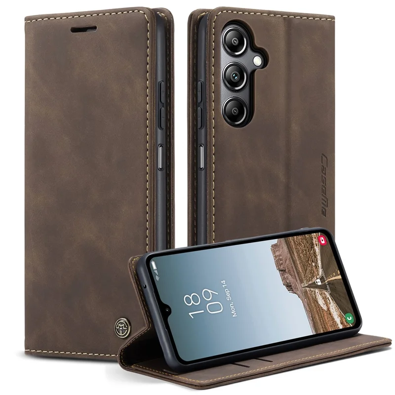 CASEME 013 Series For Samsung Galaxy A05s 4G Case Business Style View Flip Leather Phone Cover - Red-Cellmalls