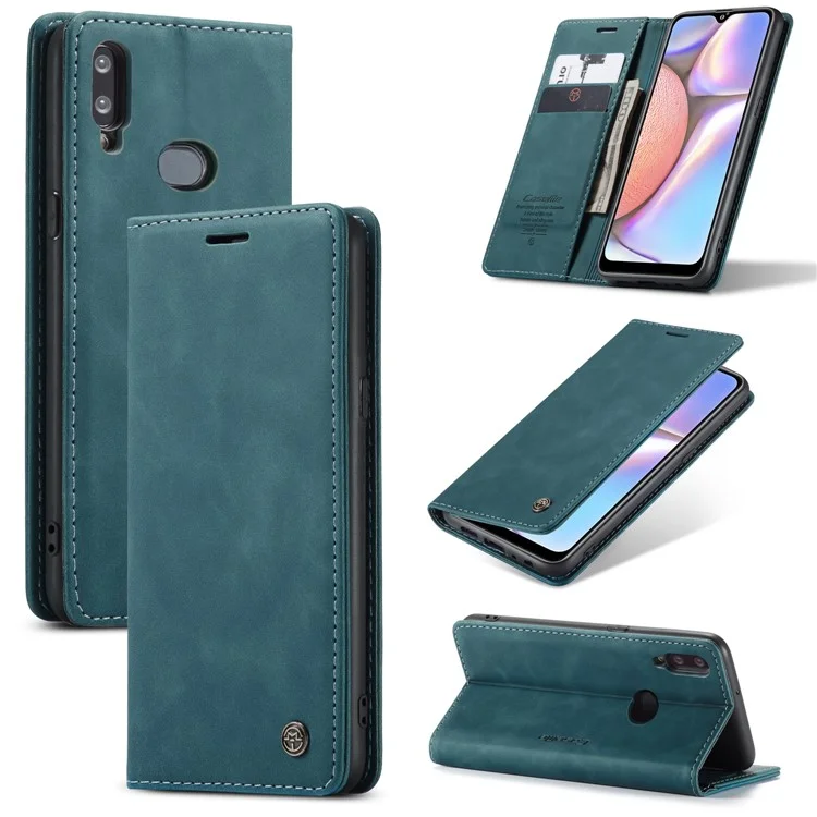 CASEME 013 Series Auto-absorbed Leather Wallet Case with Stand Phone Cover for Samsung Galaxy A10s - Brown-Cellmalls