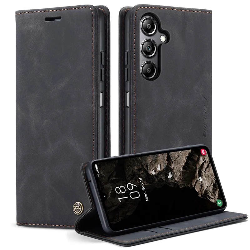 CASEME 013 Series For Samsung Galaxy A05s 4G Case Business Style View Flip Leather Phone Cover - Red-Cellmalls