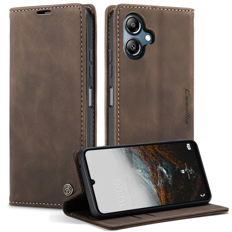 For Samsung Galaxy A06 4G Case CASEME 013 Series Card Holder Stand Leather Phone Cover - Coffee-Cellmalls