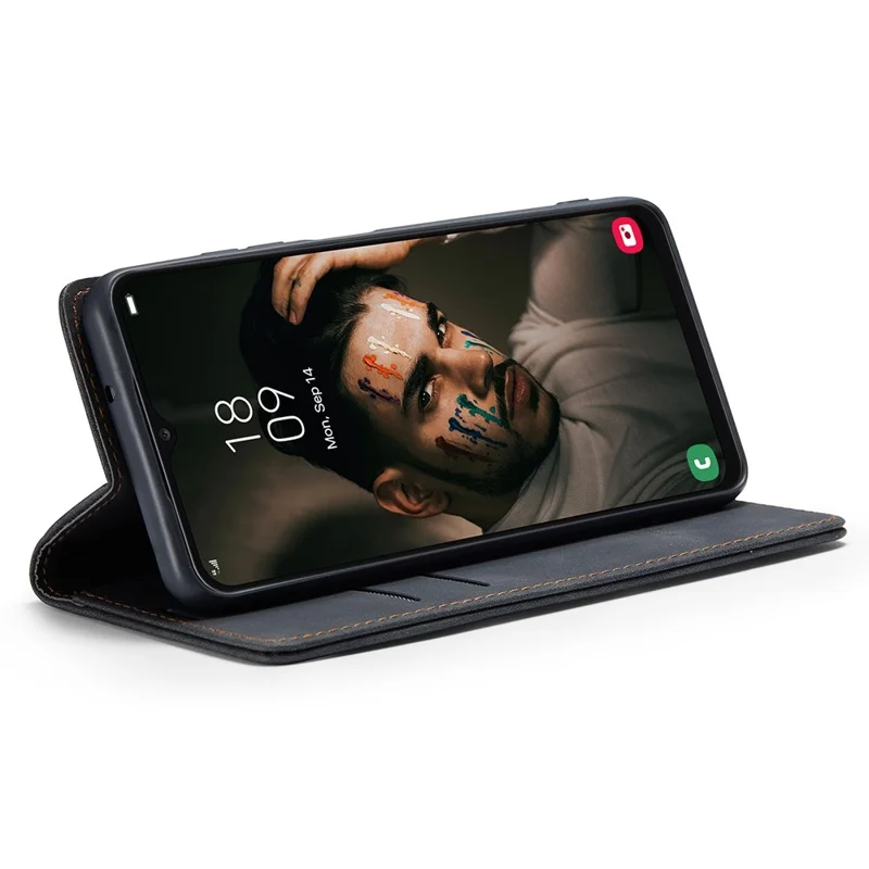 CASEME 013 Series Cell Phone Case Bag for Samsung Galaxy A13 4G, PU Leather Wallet Magnetic Design Card Slots Stand Phone Cover - Black-Cellmalls