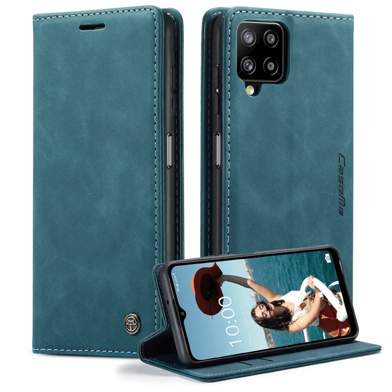 CASEME 013 Series Auto-absorbed Leather Wallet Stand Case Shell for Samsung Galaxy A12 - Coffee-Cellmalls