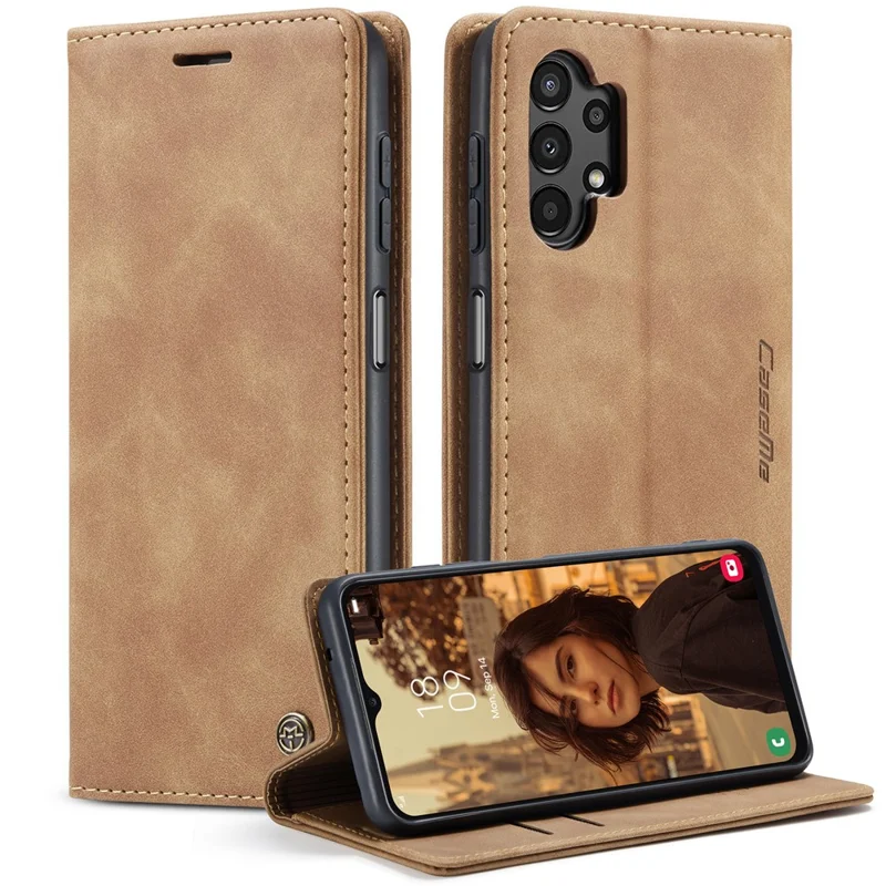 CASEME 013 Series Cell Phone Case Bag for Samsung Galaxy A13 4G, PU Leather Wallet Magnetic Design Card Slots Stand Phone Cover - Black-Cellmalls