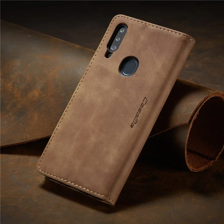 CASEME 013 Series Auto-absorbed Leather Wallet Case with Stand for Samsung Galaxy A20s - Brown-Cellmalls