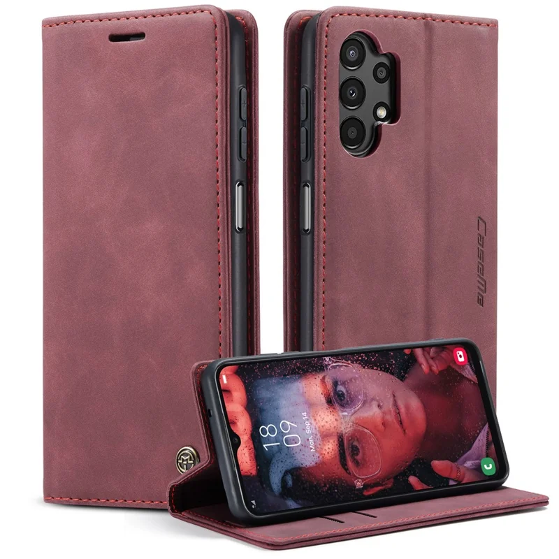 CASEME 013 Series Cell Phone Case Bag for Samsung Galaxy A13 4G, PU Leather Wallet Magnetic Design Card Slots Stand Phone Cover - Black-Cellmalls