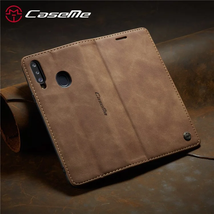 CASEME 013 Series Auto-absorbed Leather Wallet Case with Stand for Samsung Galaxy A20s - Brown-Cellmalls