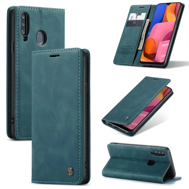 CASEME 013 Series Auto-absorbed Leather Wallet Case with Stand for Samsung Galaxy A20s - Brown-Cellmalls