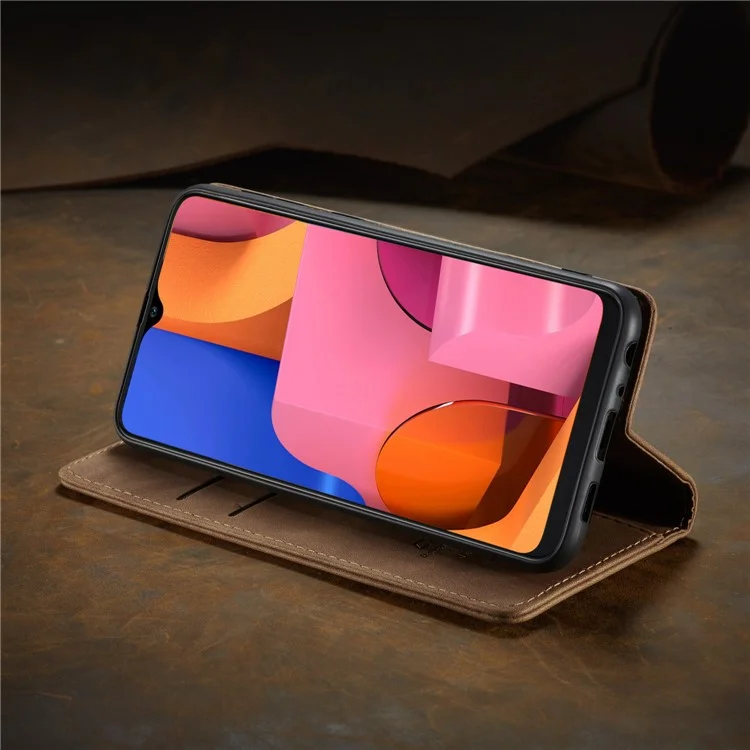 CASEME 013 Series Auto-absorbed Leather Wallet Case with Stand for Samsung Galaxy A20s - Brown-Cellmalls