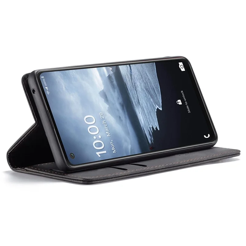 CASEME 013 Series Auto-absorbed Leather Shell Protection Wallet Case for Samsung Galaxy A21s - Black-Cellmalls