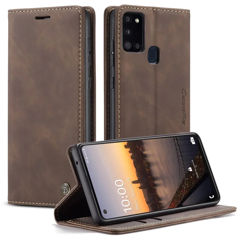 CASEME 013 Series Auto-absorbed Leather Shell Protection Wallet Case for Samsung Galaxy A21s - Black-Cellmalls